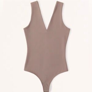 Seamless Bodysuit V-Neck from the Soft A&F Collection Taupe Size Large